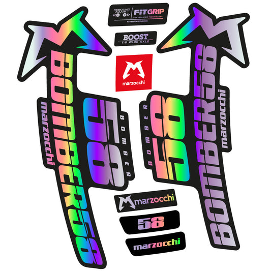 Hollographic decal for Marzocchi Bomber 58 2019-2020 fork 29" – bike sticker vinyl