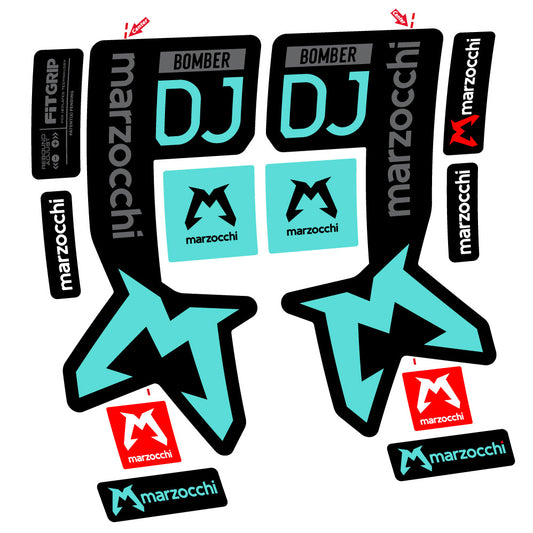 Aufkleber Marzocchi Bomber DJ, Gabel 29, Fahrradaufkleber Vinyl