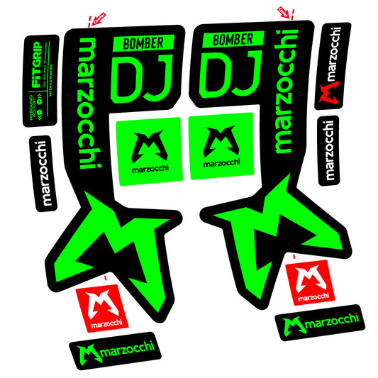 Neon Green decal for Marzocchi Bomber DJ fork 29" – bike sticker vinyl