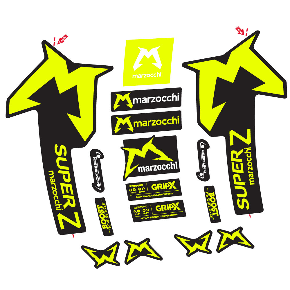 Aufkleber Marzocchi Super Z, Gabel 29, Fahrradaufkleber Vinyl