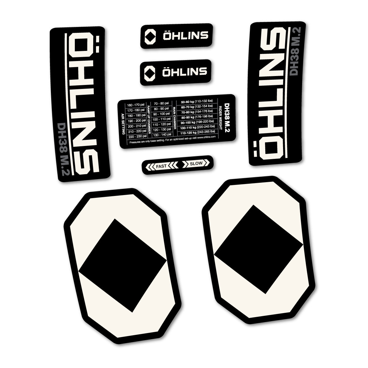 Stickers for Öhlins DH38 M.2 2027, Fork vinyl decals - Bone White