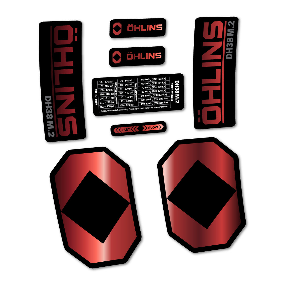Stickers for Öhlins DH38 M.2 2027, Fork vinyl decals - Copper