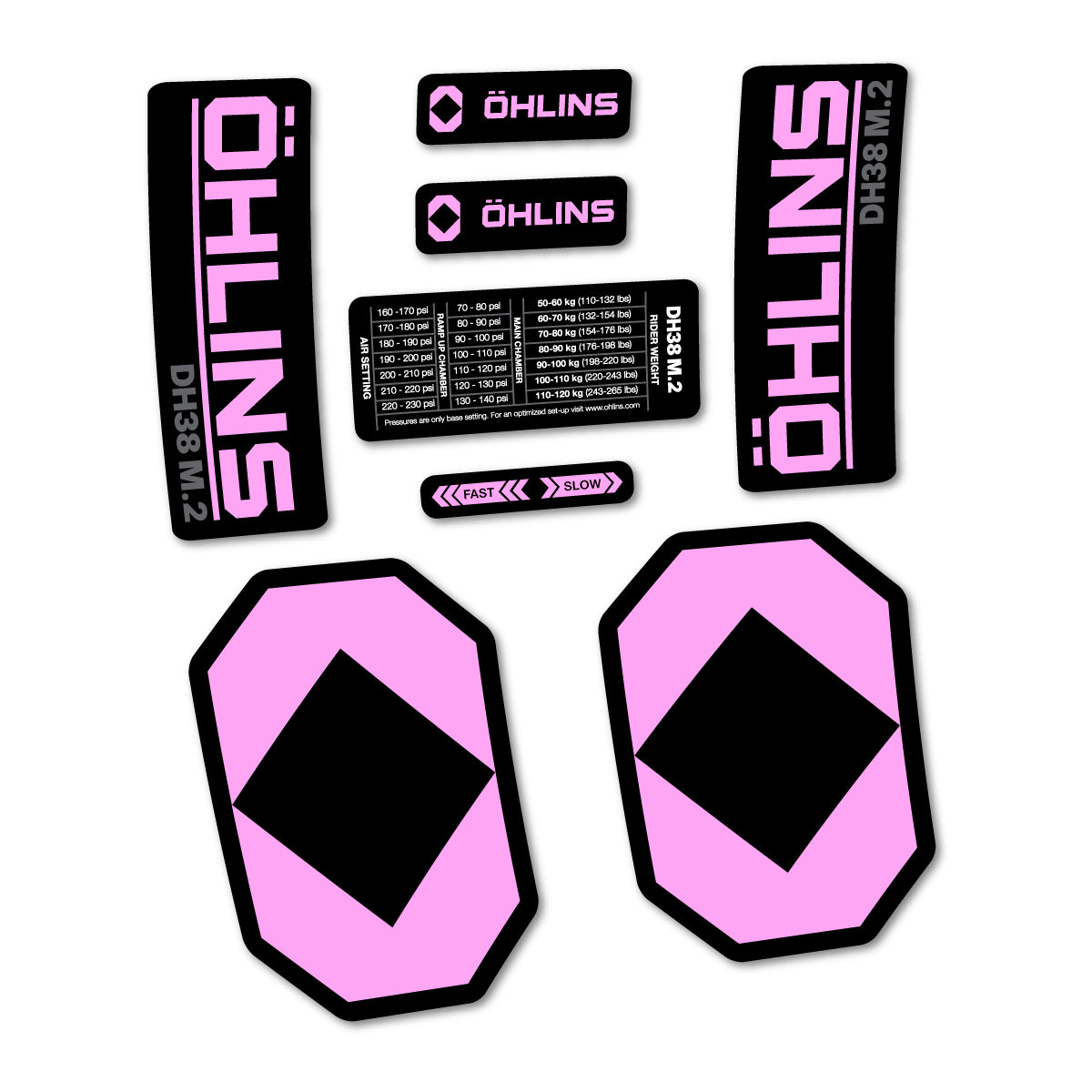 Stickers for Öhlins DH38 M.2 2027, Fork vinyl decals - Light Lilac
