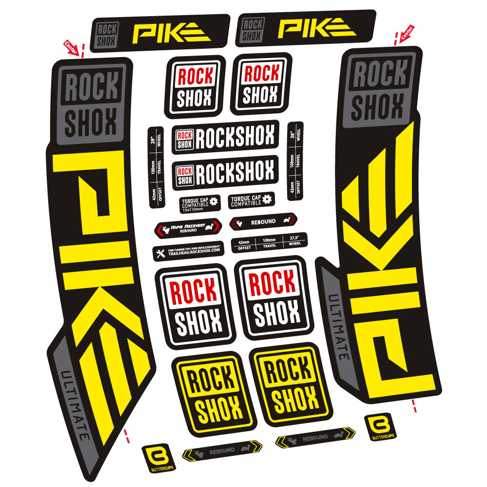 Aufkleber Rock Shox Pike Ultimate, Gabel 29, Fahrradaufkleber Vinyl