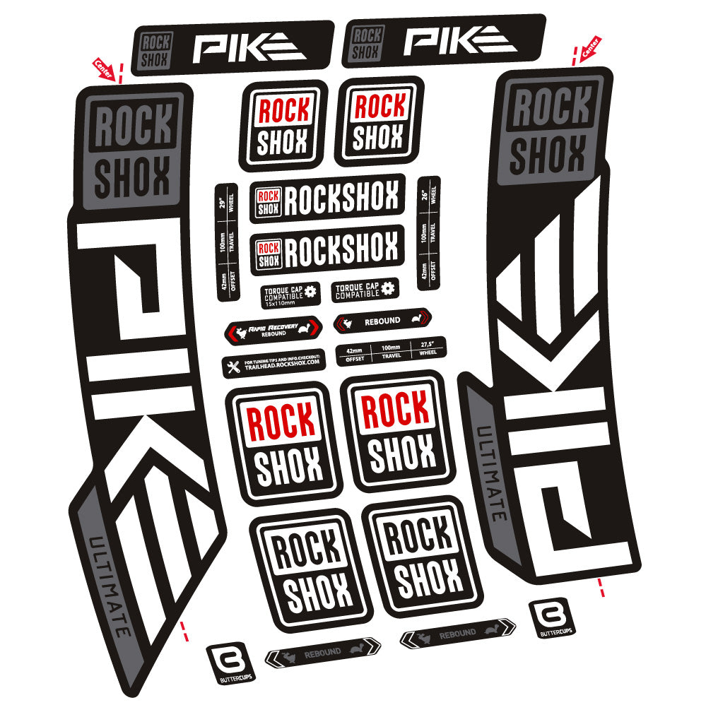 Aufkleber Rock Shox Pike Ultimate, Gabel 29, Fahrradaufkleber Vinyl