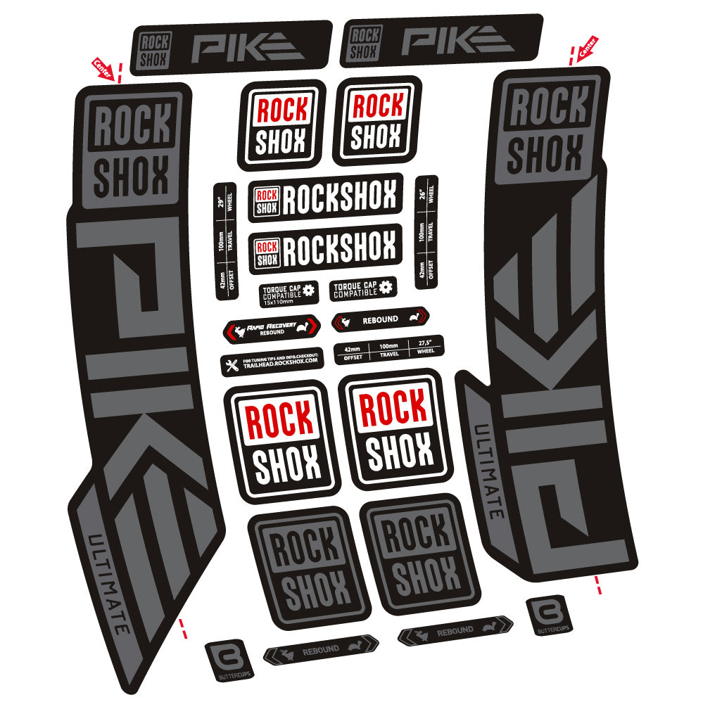 Aufkleber Rock Shox Pike Ultimate, Gabel 29, Fahrradaufkleber Vinyl