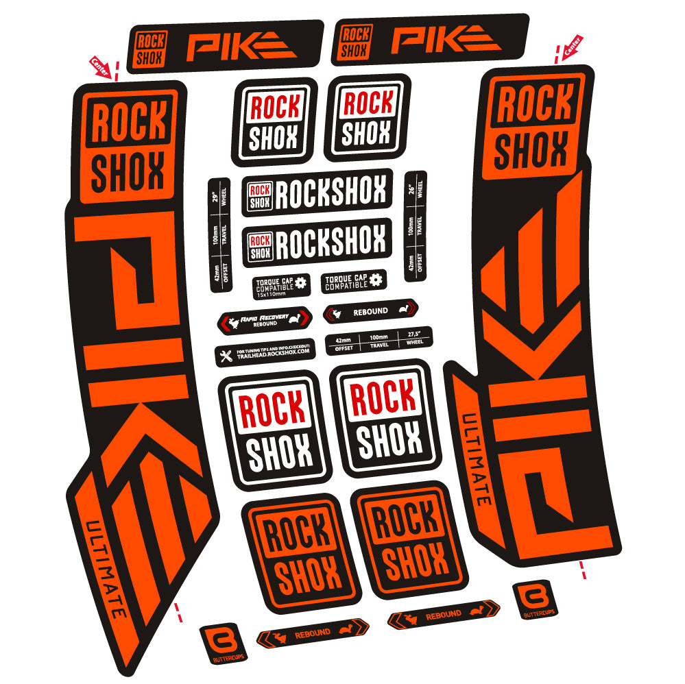 Aufkleber Rock Shox Pike Ultimate, Gabel 29, Fahrradaufkleber Vinyl