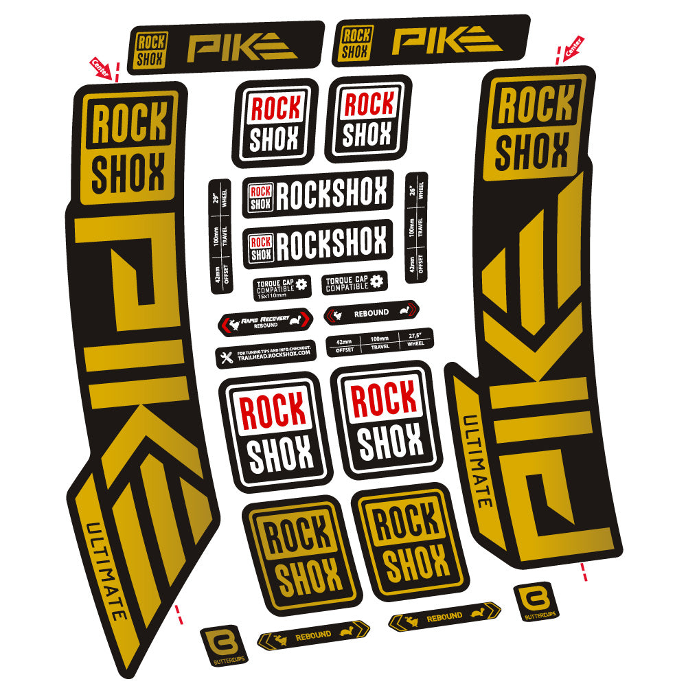 Aufkleber Rock Shox Pike Ultimate, Gabel 29, Fahrradaufkleber Vinyl