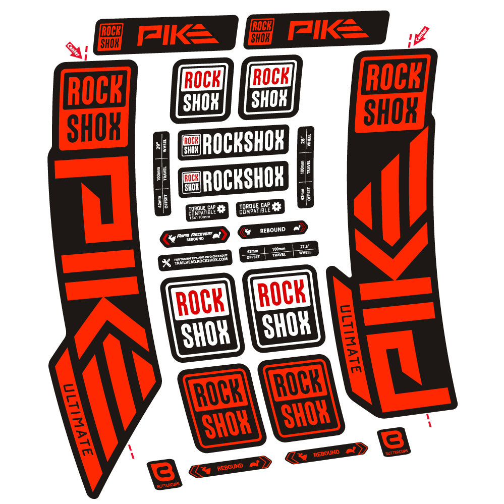 Aufkleber Rock Shox Pike Ultimate, Gabel 29, Fahrradaufkleber Vinyl