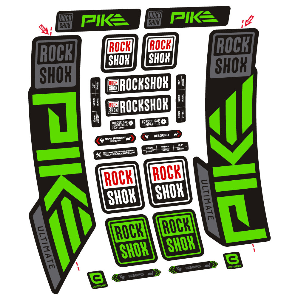 Aufkleber Rock Shox Pike Ultimate, Gabel 29, Fahrradaufkleber Vinyl