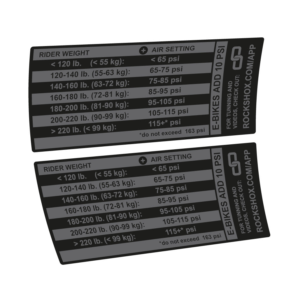 Decal Rock Shox Pike Pressure Table, Fork 29, bike sticker vinyl