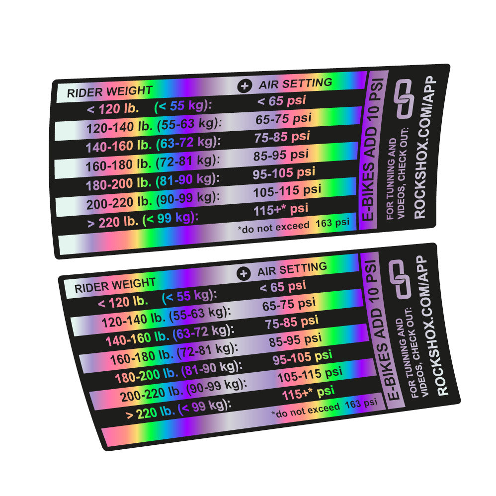 Decal Rock Shox Pike Pressure Table, Fork 29, bike sticker vinyl