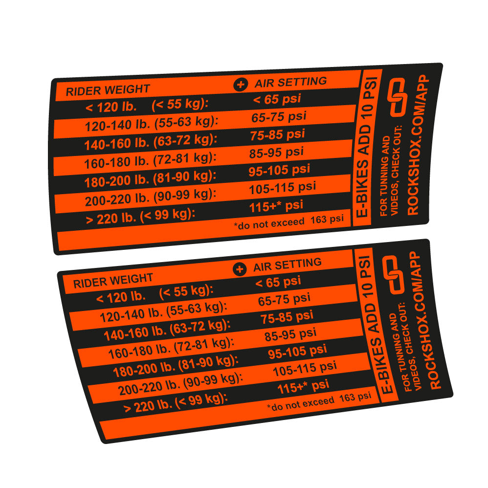 Decal Rock Shox Pike Pressure Table, Fork 29, bike sticker vinyl