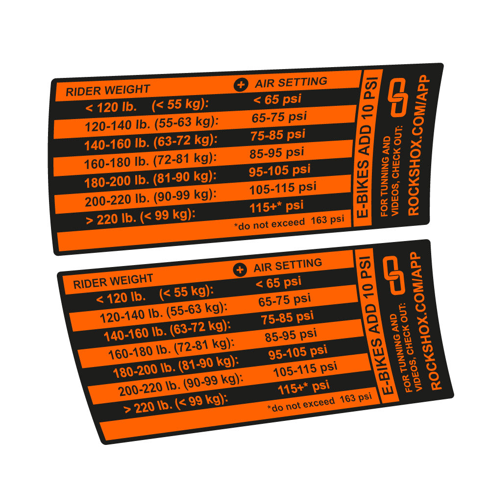 Decal Rock Shox Pike Pressure Table, Fork 29, bike sticker vinyl