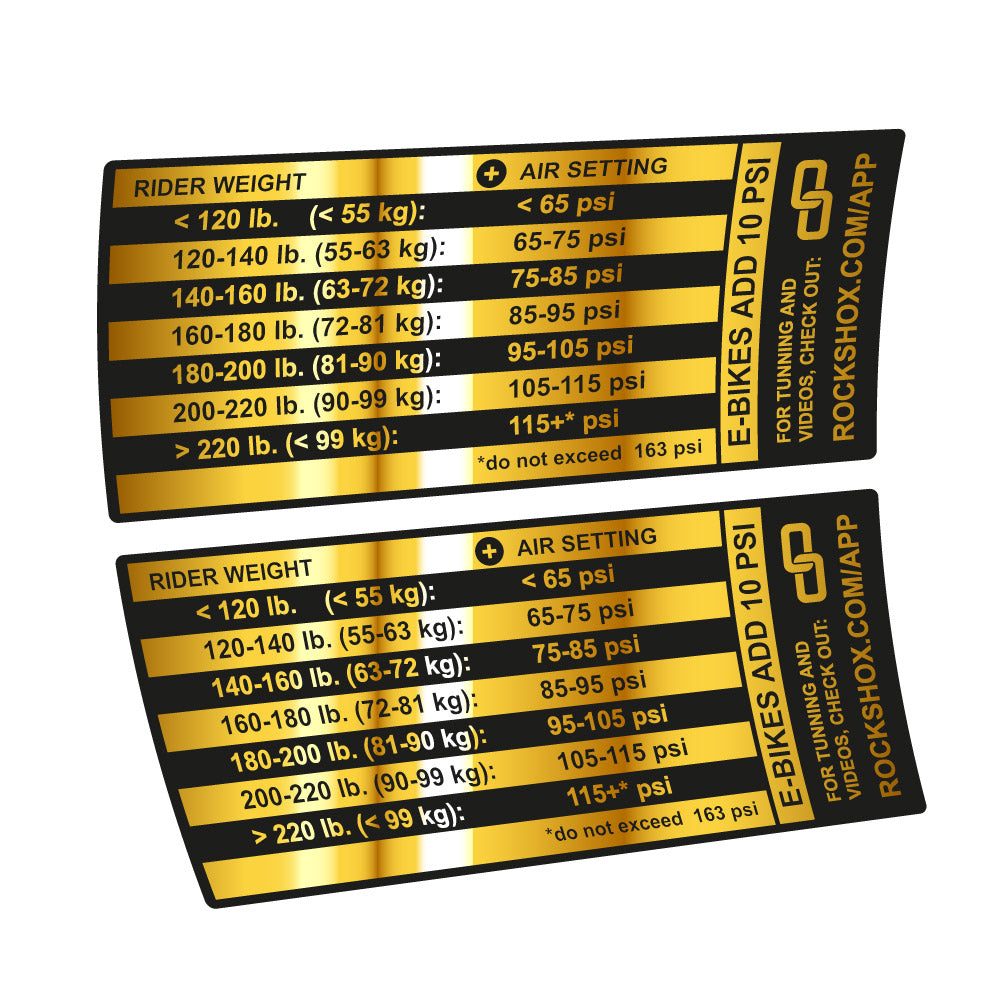 Decal Rock Shox Pike Pressure Table, Fork 29, bike sticker vinyl