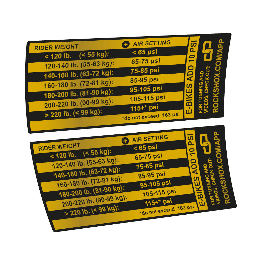 Decal Rock Shox Pike Pressure Table, Fork 29, bike sticker vinyl