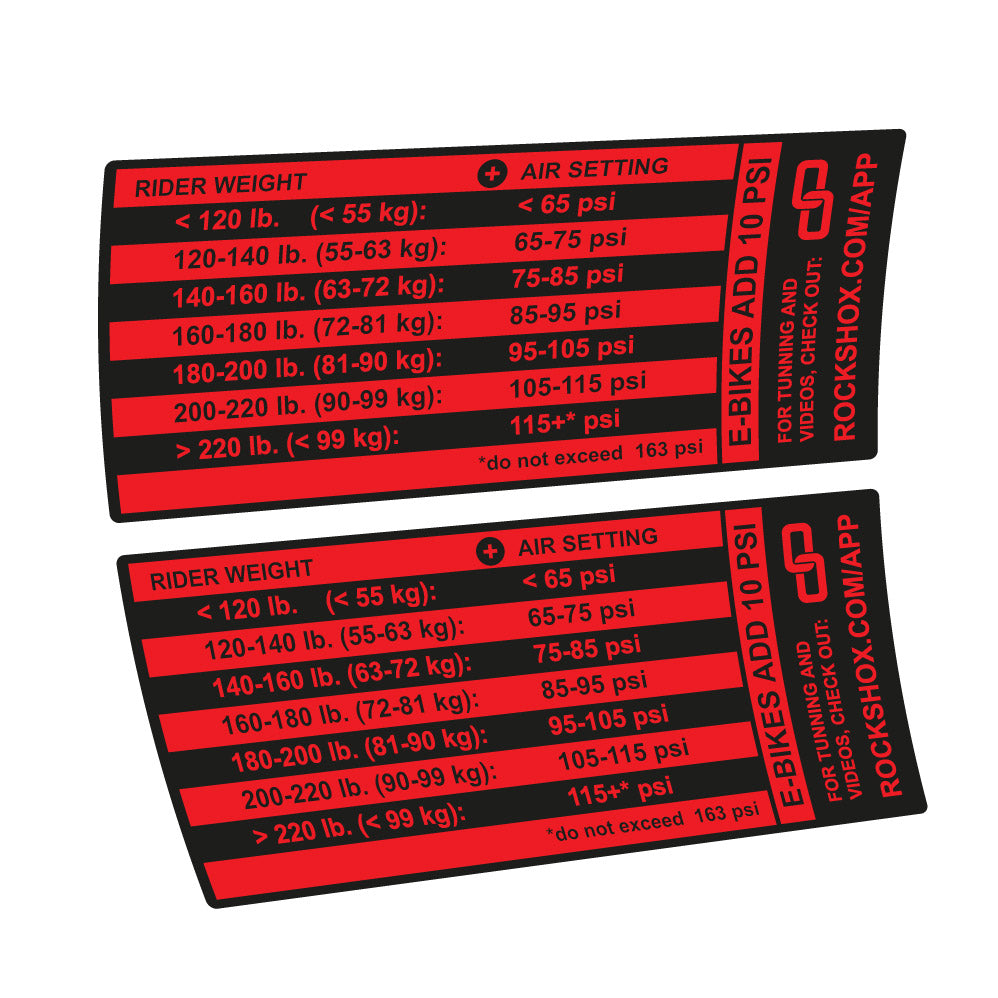 Decal Rock Shox Pike Pressure Table, Fork 29, bike sticker vinyl