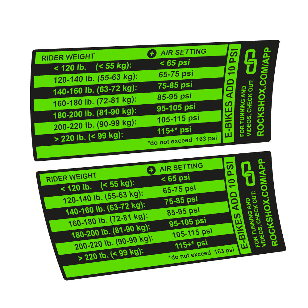 Decal Rock Shox Pike Pressure Table, Fork 29, bike sticker vinyl