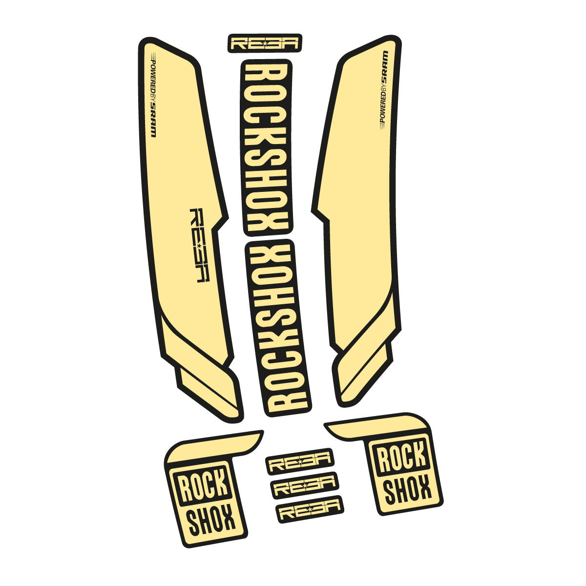 Compatible Stickers for RockShox Reba 2015-2017, Fork vinyl decals - Cream