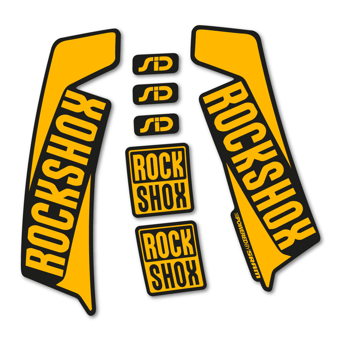 Compatible Stickers for RockShox Sid 2016-2017, Fork vinyl decals - Medium Yellow