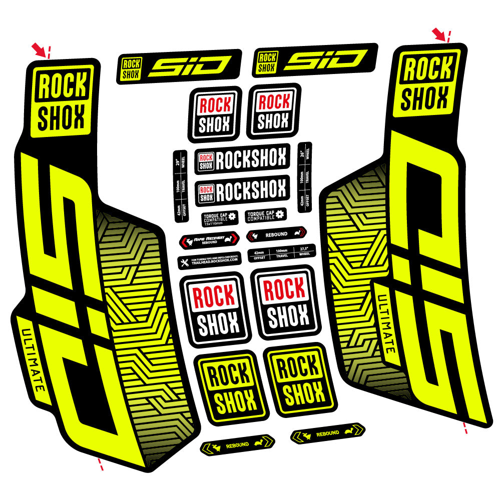 Aufkleber Rock Shox Sid Ultimate Flight Attendant, Gabel 29, Fahrradaufkleber Vinyl