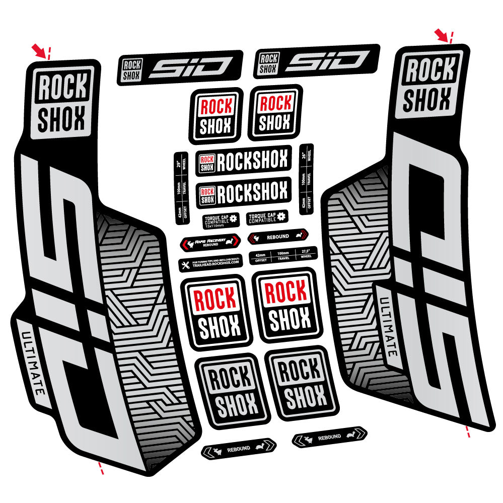 Aufkleber Rock Shox Sid Ultimate Flight Attendant, Gabel 29, Fahrradaufkleber Vinyl