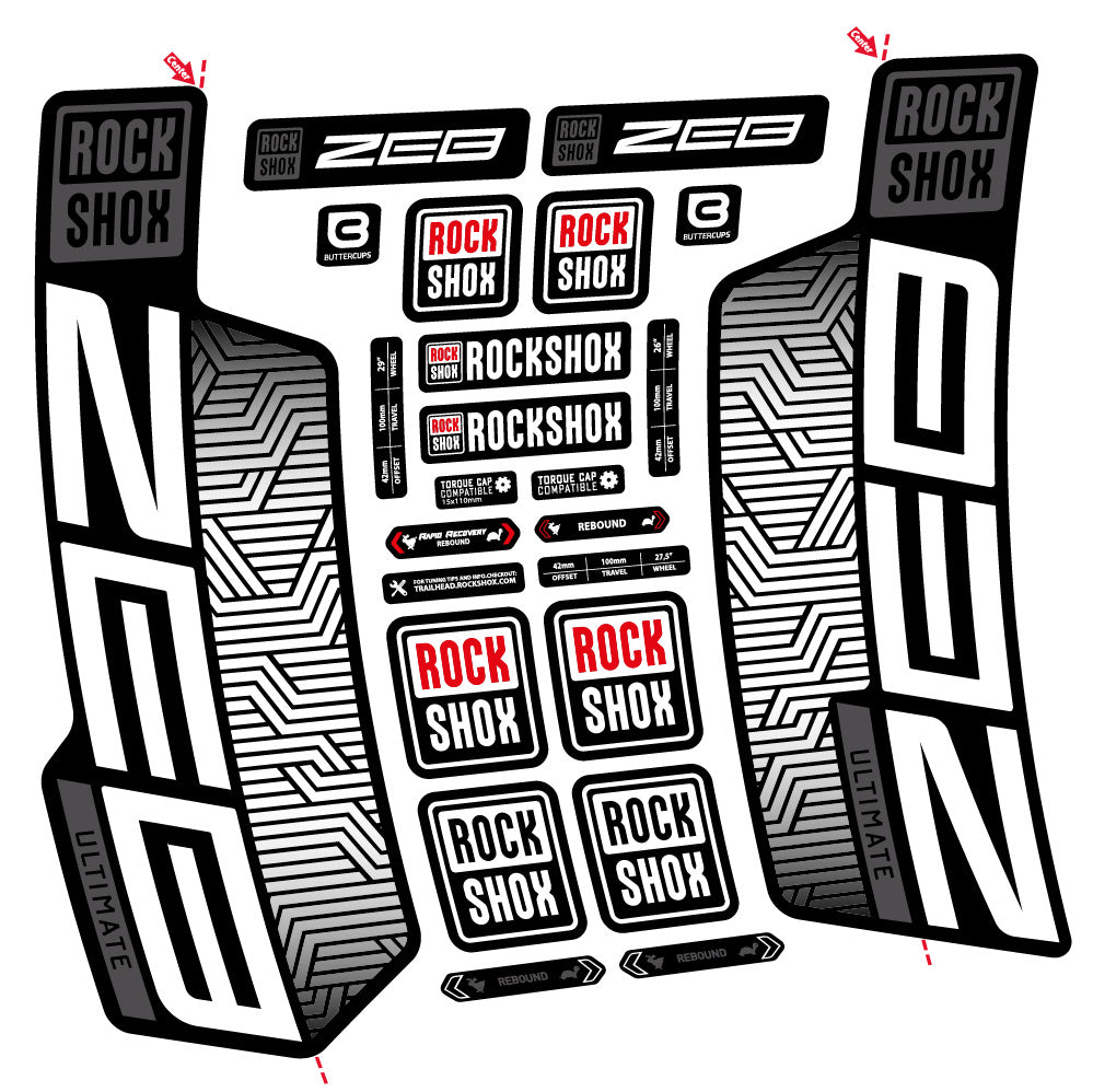 Aufkleber Rock Shox Zeb Ultimate Flight Attendant, Gabel 29, Fahrradaufkleber Vinyl