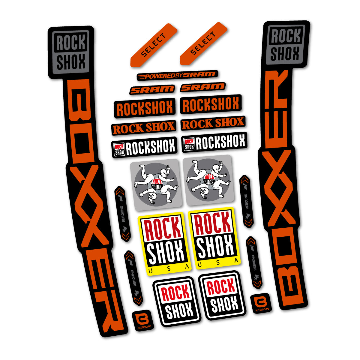 Stickers for RockShox Boxxer Select 2027, Fork vinyl decals - Clay