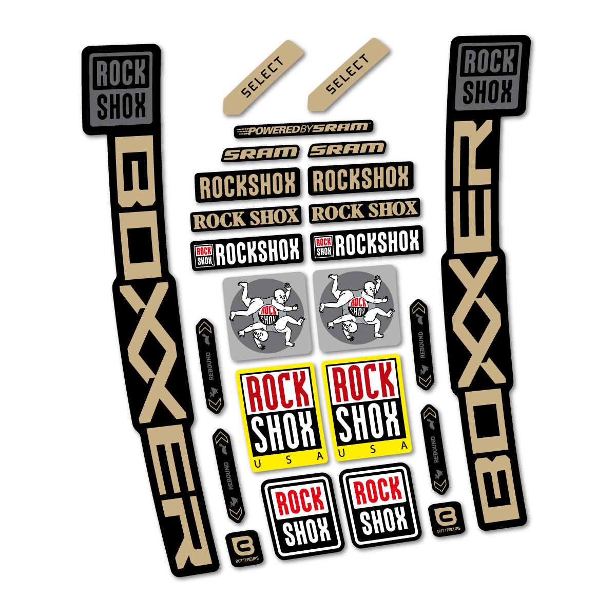 Stickers for RockShox Boxxer Select 2027, Fork vinyl decals - Sand