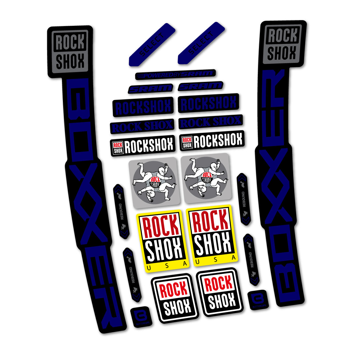 Stickers for RockShox Boxxer Select 2027, Fork vinyl decals - Scandinavian Blue