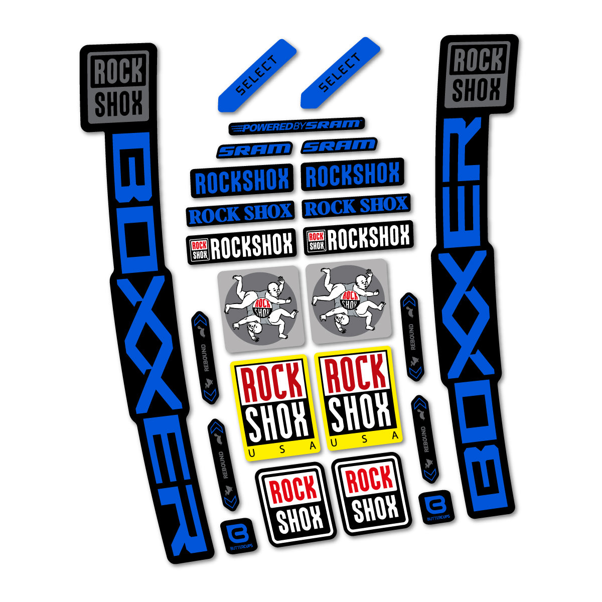 Stickers for RockShox Boxxer Select 2027, Fork vinyl decals - Sea Blue