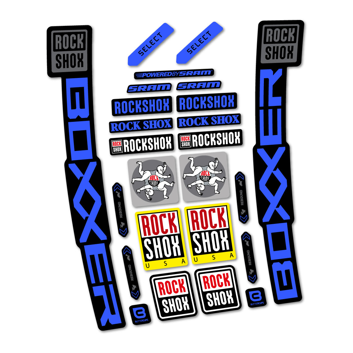 Stickers for RockShox Boxxer Select 2027, Fork vinyl decals - Medium Blue