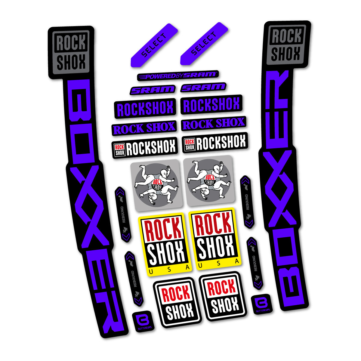 Stickers for RockShox Boxxer Select 2027, Fork vinyl decals - Reflex Blue