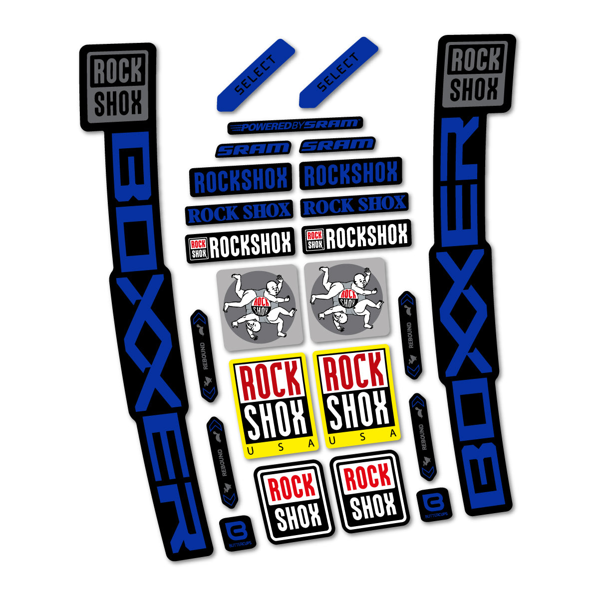 Stickers for RockShox Boxxer Select 2027, Fork vinyl decals - Ultramarine Blue