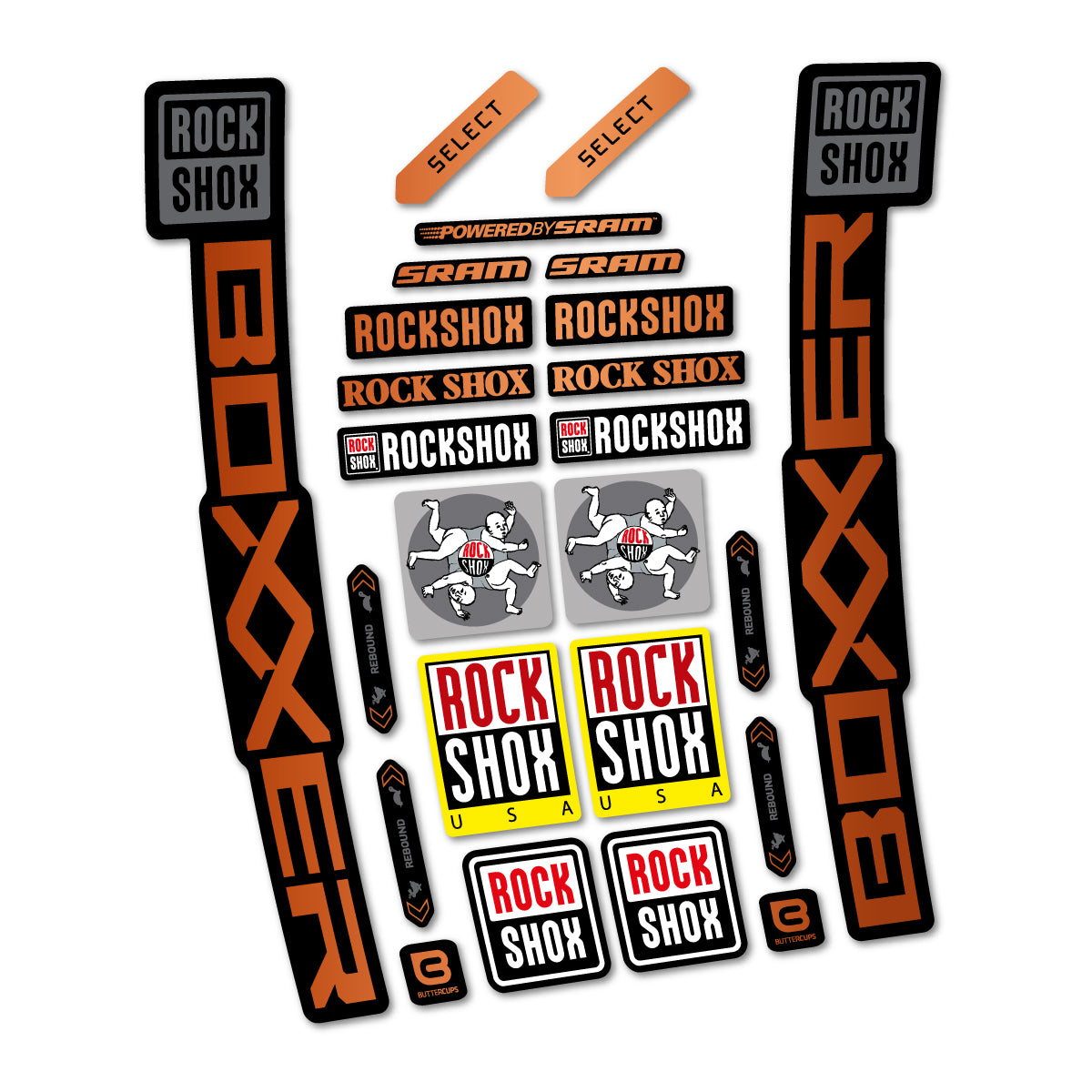 Stickers for RockShox Boxxer Select 2027, Fork vinyl decals - Bronze