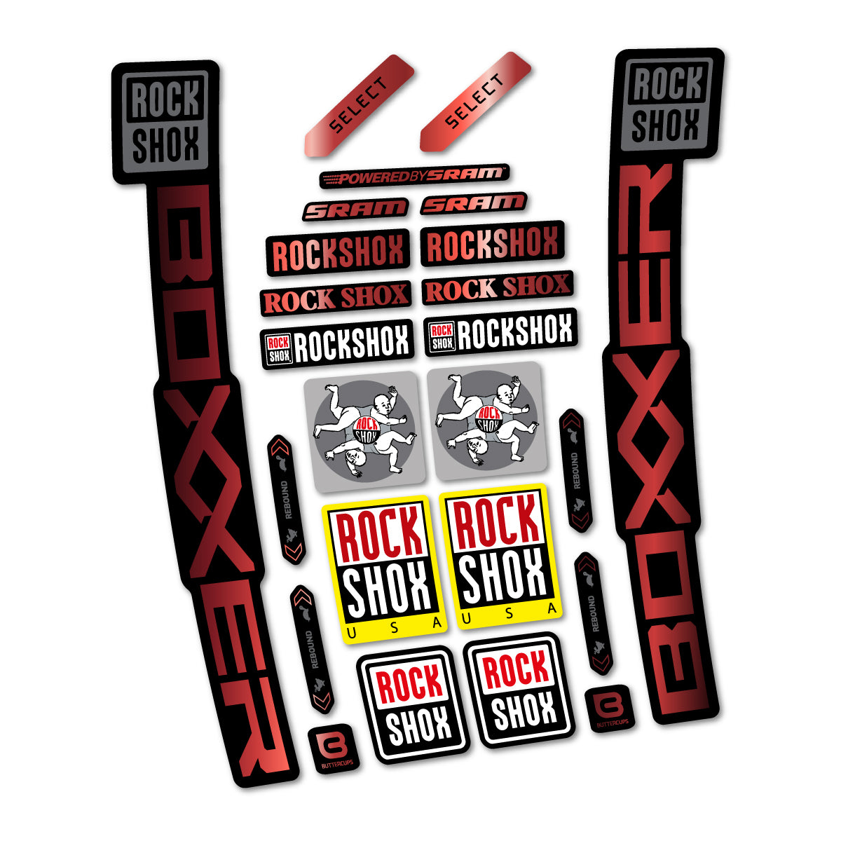 Stickers for RockShox Boxxer Select 2027, Fork vinyl decals - Copper
