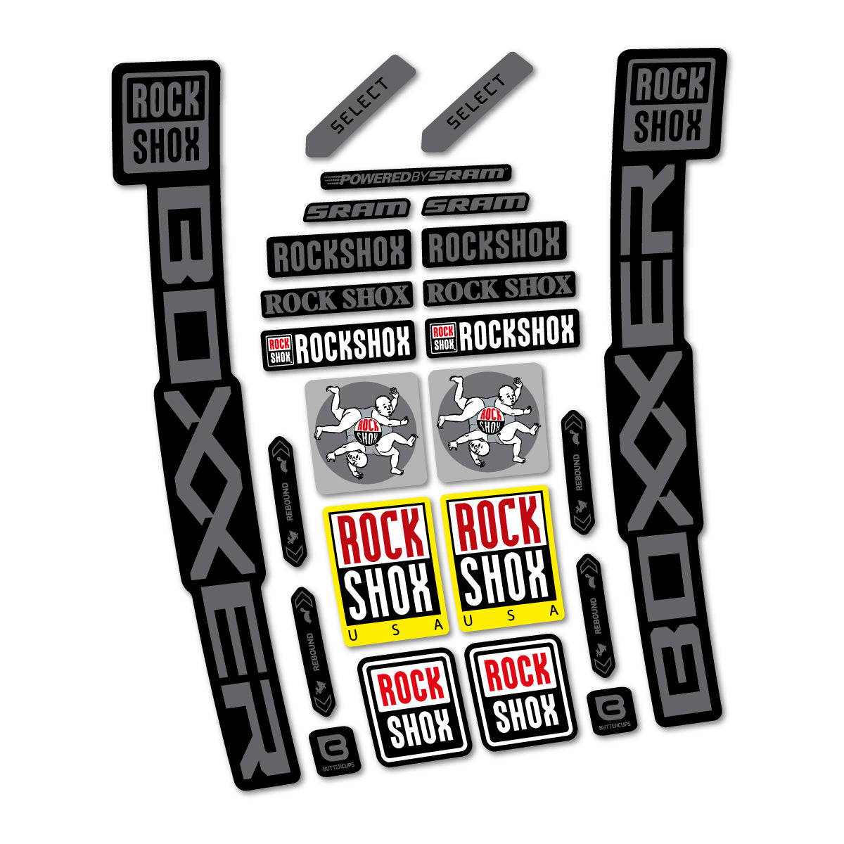Stickers for RockShox Boxxer Select 2027, Fork vinyl decals - Medium Grey