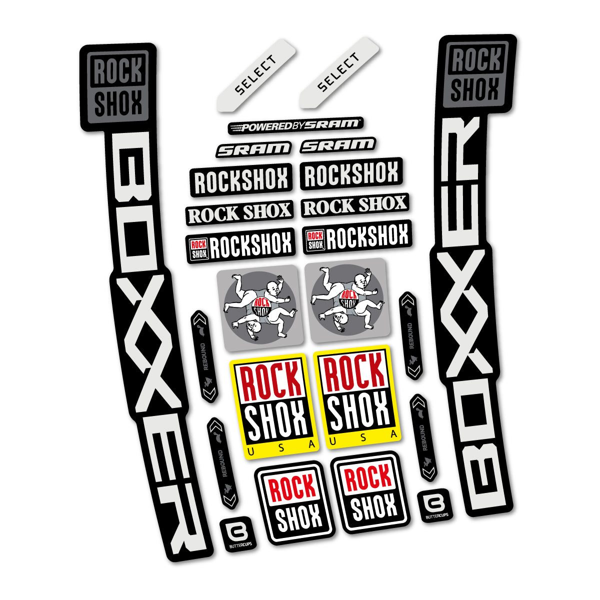 Stickers for RockShox Boxxer Select 2027, Fork vinyl decals - Pearl Grey