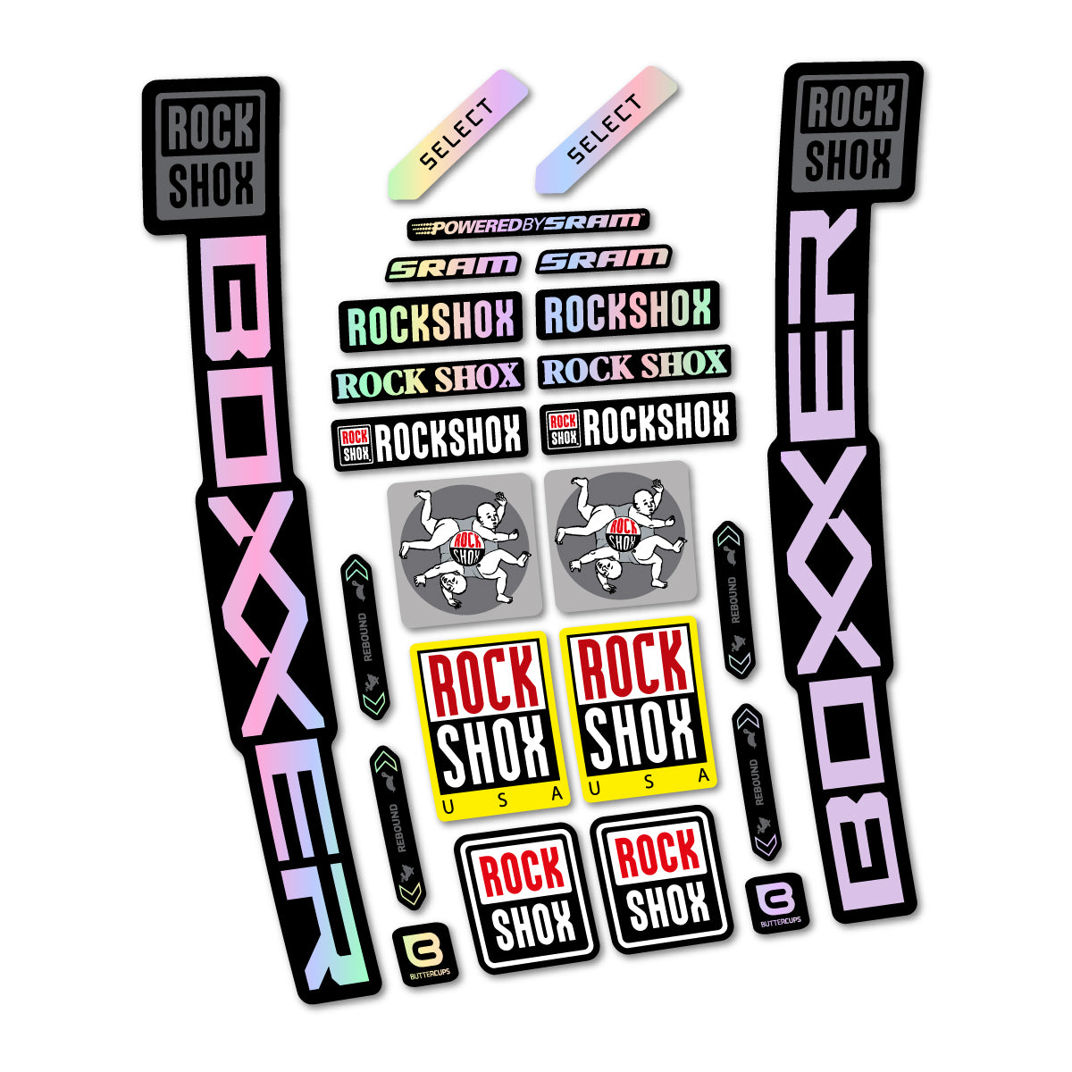 Stickers for RockShox Boxxer Select 2027, Fork vinyl decals - Hollographic