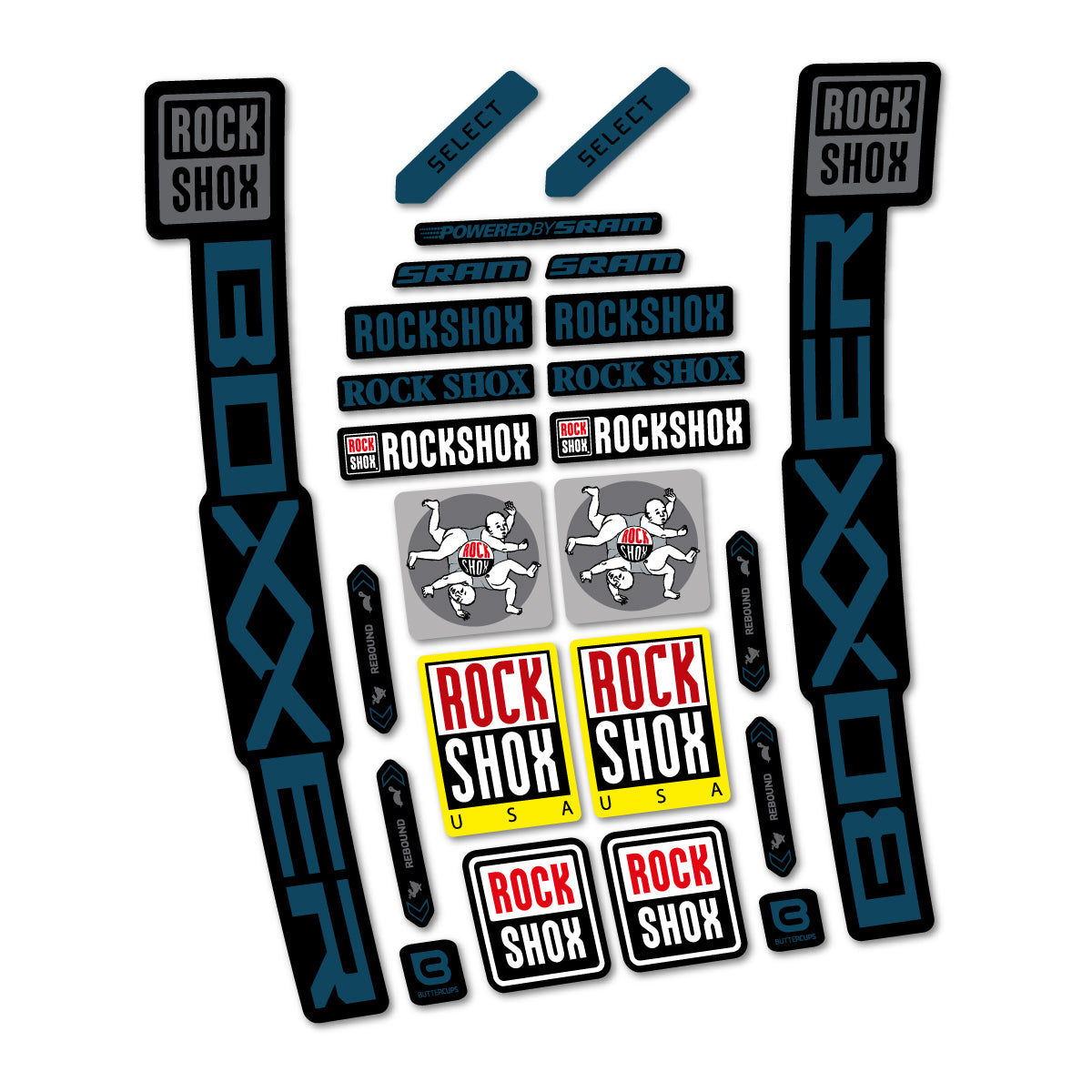 Stickers for RockShox Boxxer Select 2027, Fork vinyl decals - Dark Lake