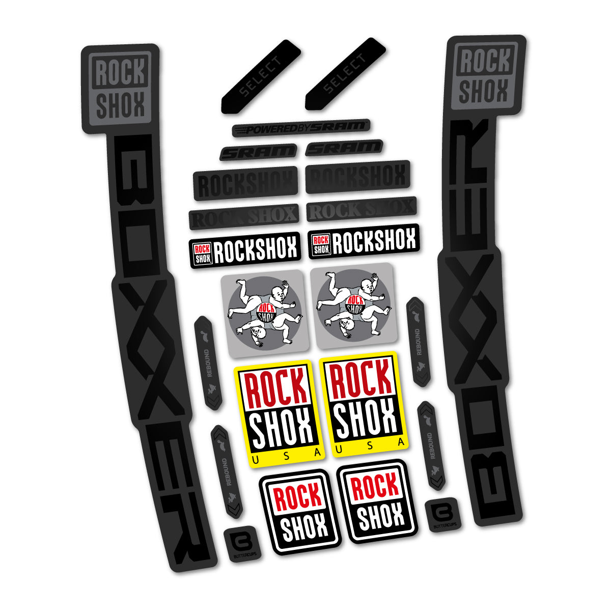 Stickers for RockShox Boxxer Select 2027, Fork vinyl decals - Black