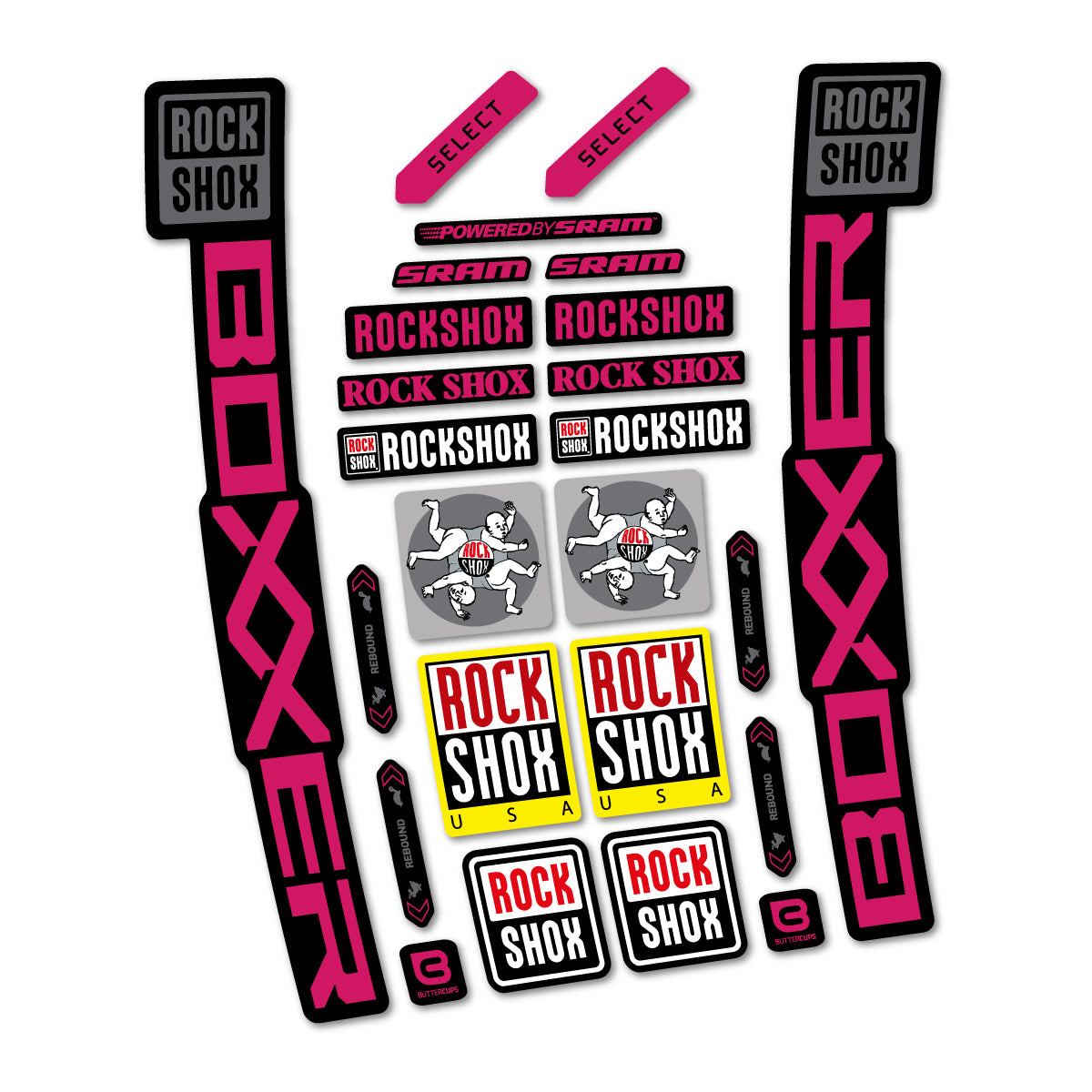 Stickers for RockShox Boxxer Select 2027, Fork vinyl decals - Dark Pink