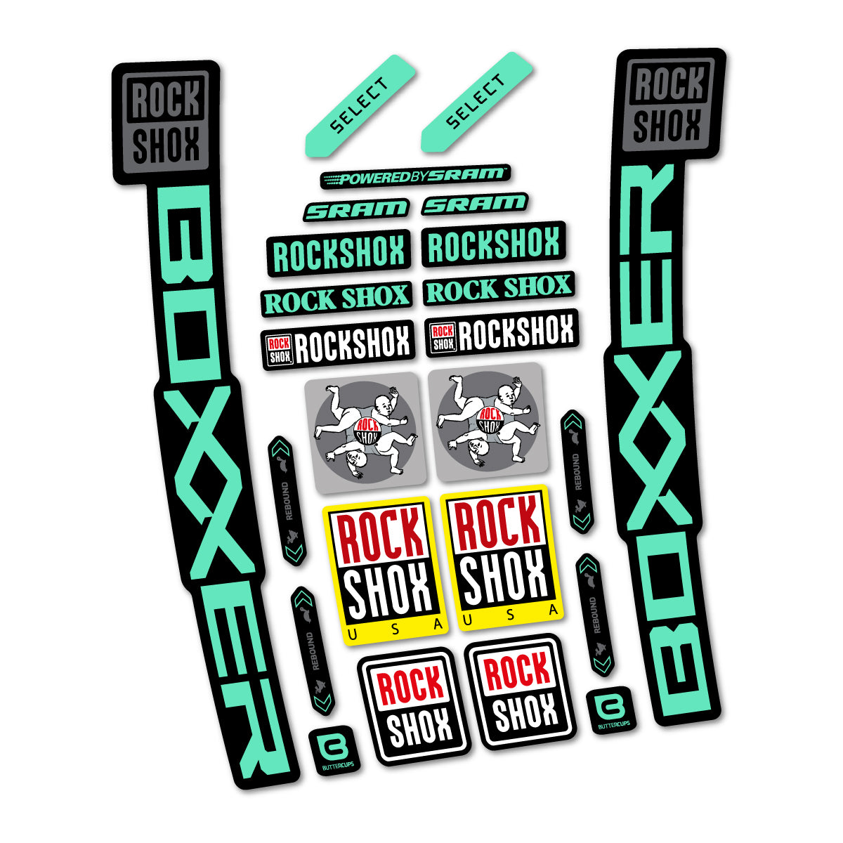 Stickers for RockShox Boxxer Select 2027, Fork vinyl decals - Mint