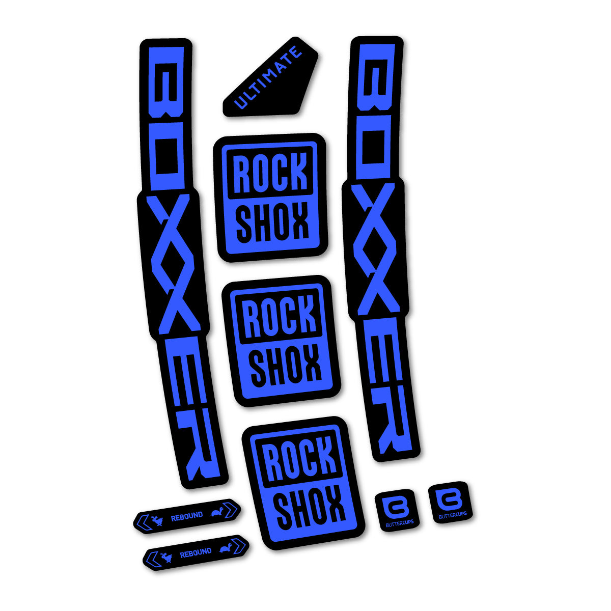 Stickers for RockShox Boxxer Ultimate 2027, Fork vinyl decals - Medium Blue