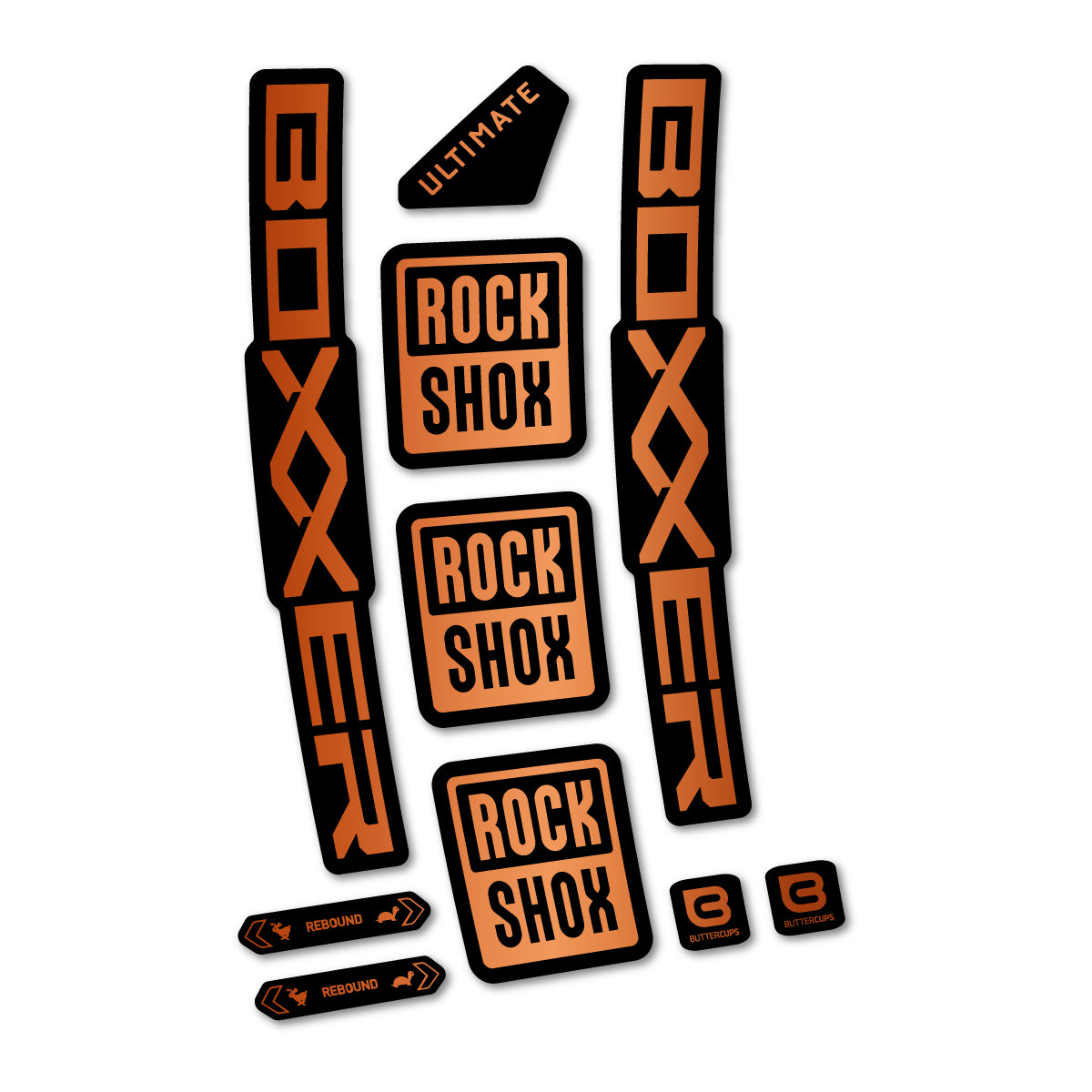 Stickers for RockShox Boxxer Ultimate 2027, Fork vinyl decals - Bronze