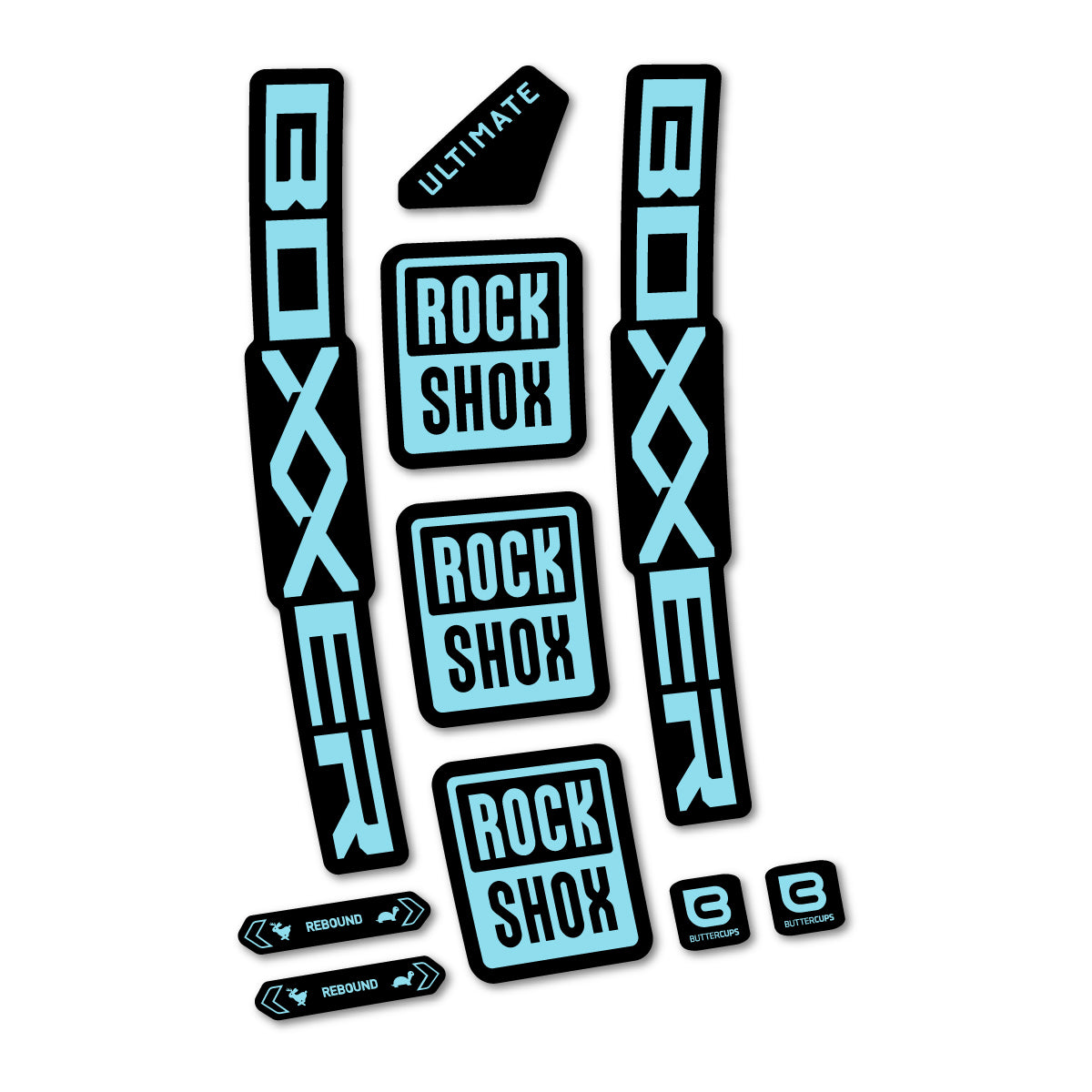 Stickers for RockShox Boxxer Ultimate 2027, Fork vinyl decals - Sky Blue