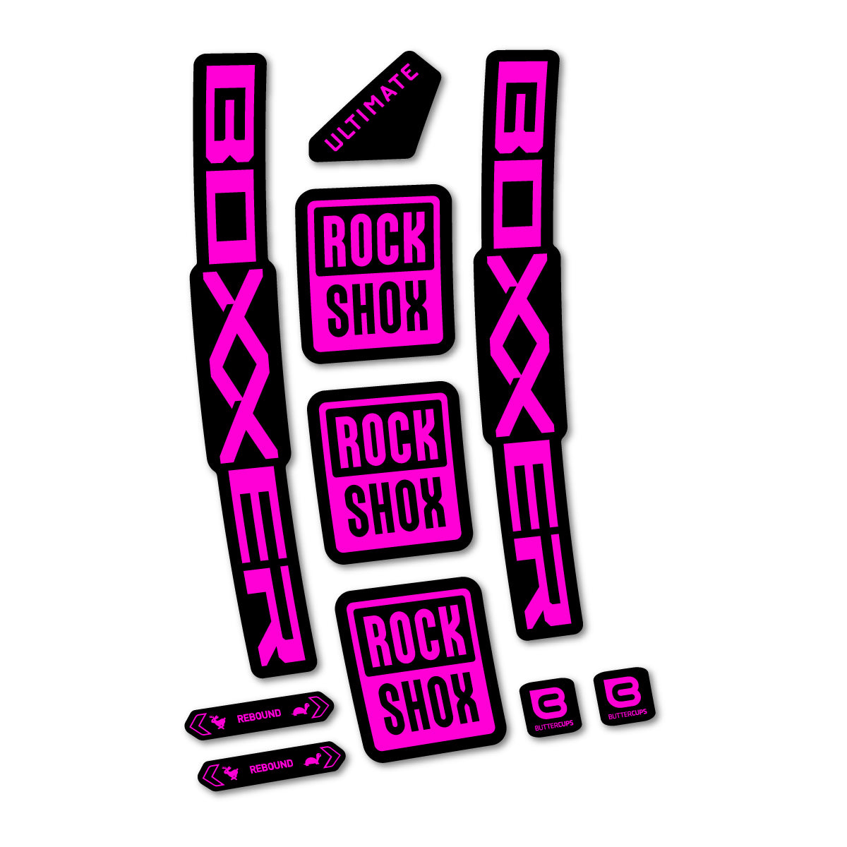 Stickers for RockShox Boxxer Ultimate 2027, Fork vinyl decals - Fuchsia Neon