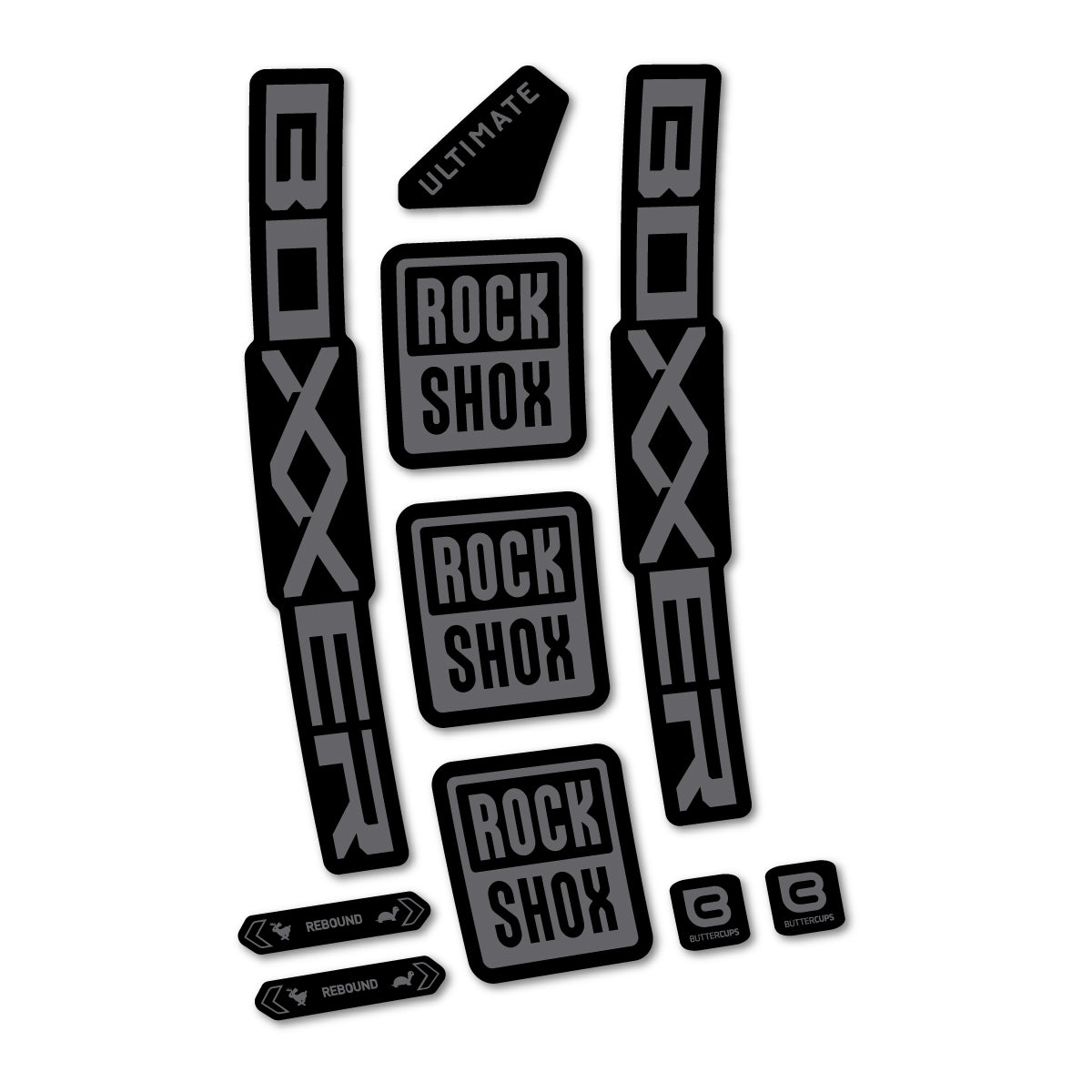 Stickers for RockShox Boxxer Ultimate 2027, Fork vinyl decals - Medium Grey