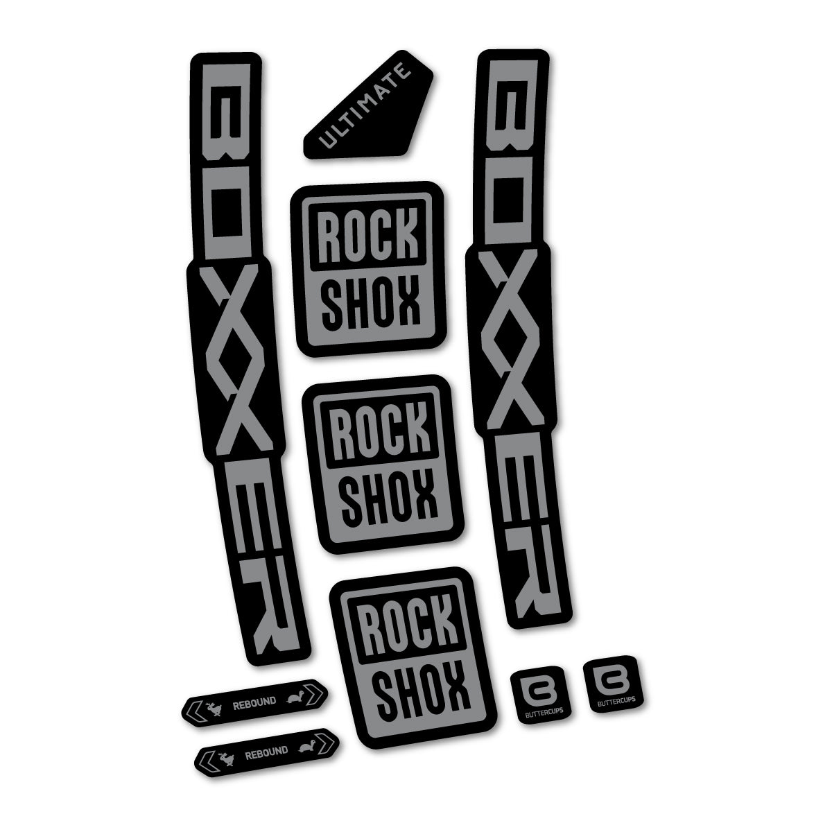 Stickers for RockShox Boxxer Ultimate 2027, Fork vinyl decals - Traffic Grey