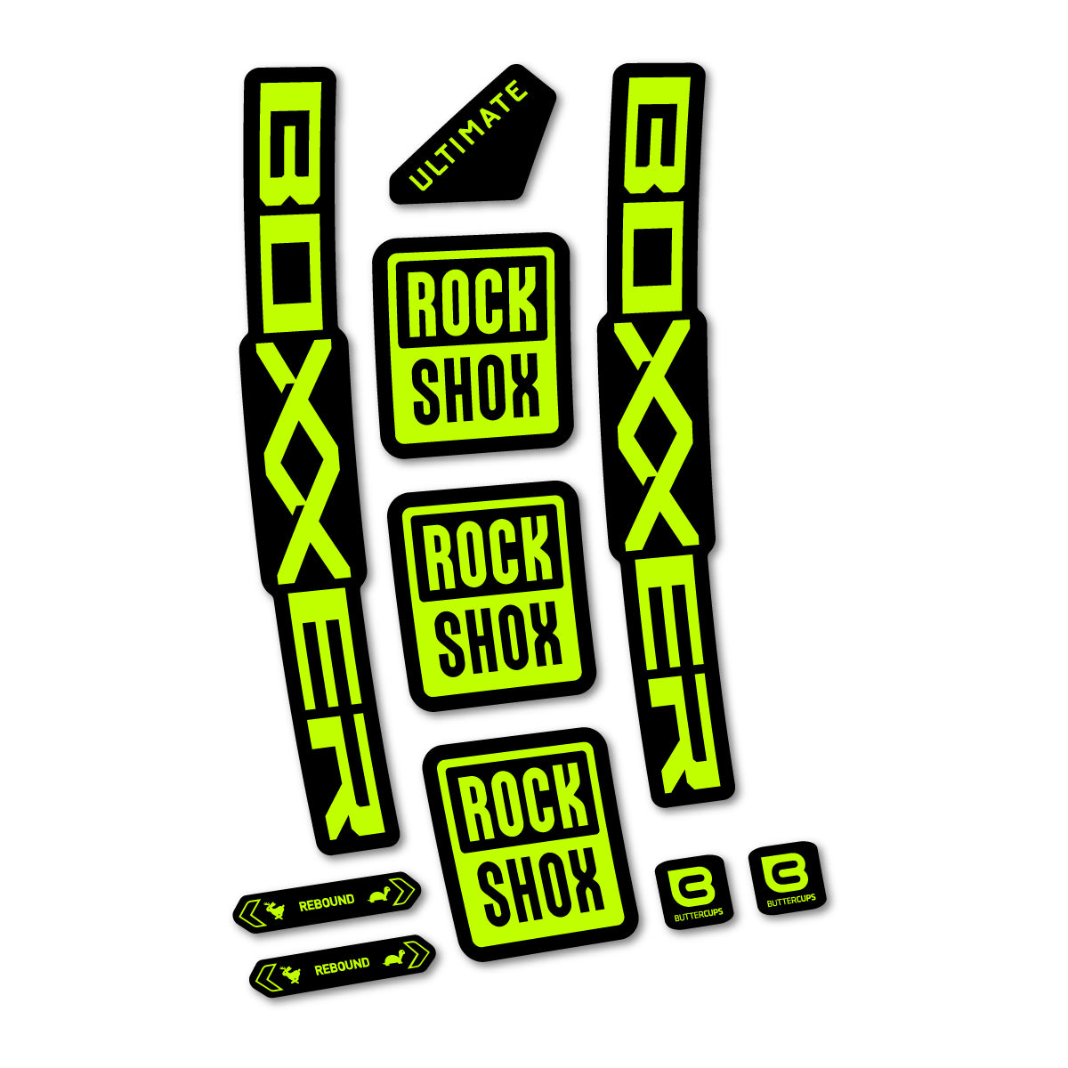 Stickers for RockShox Boxxer Ultimate 2027, Fork vinyl decals - Lime Neon